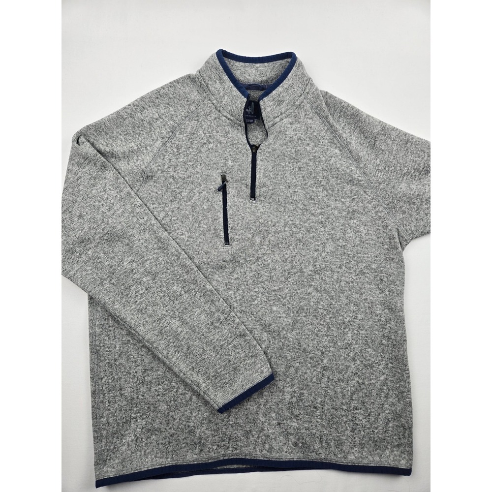 Johnnie-O Sully Quarter Zip Pullover Sweater Men's Medium Gray Blue Trim Casual